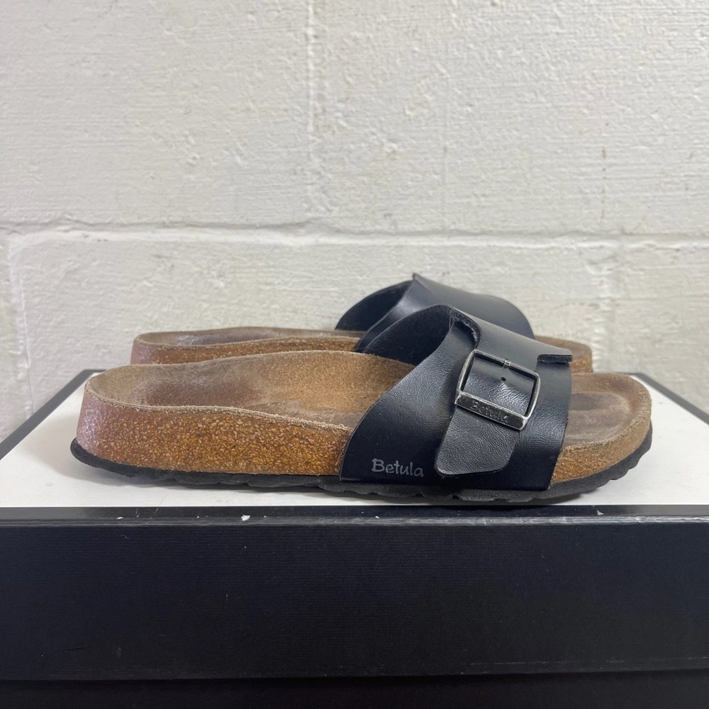 Birkenstock Betula Catalina Black Leather Sandals Slip On Women's 38 EU/7‎ US